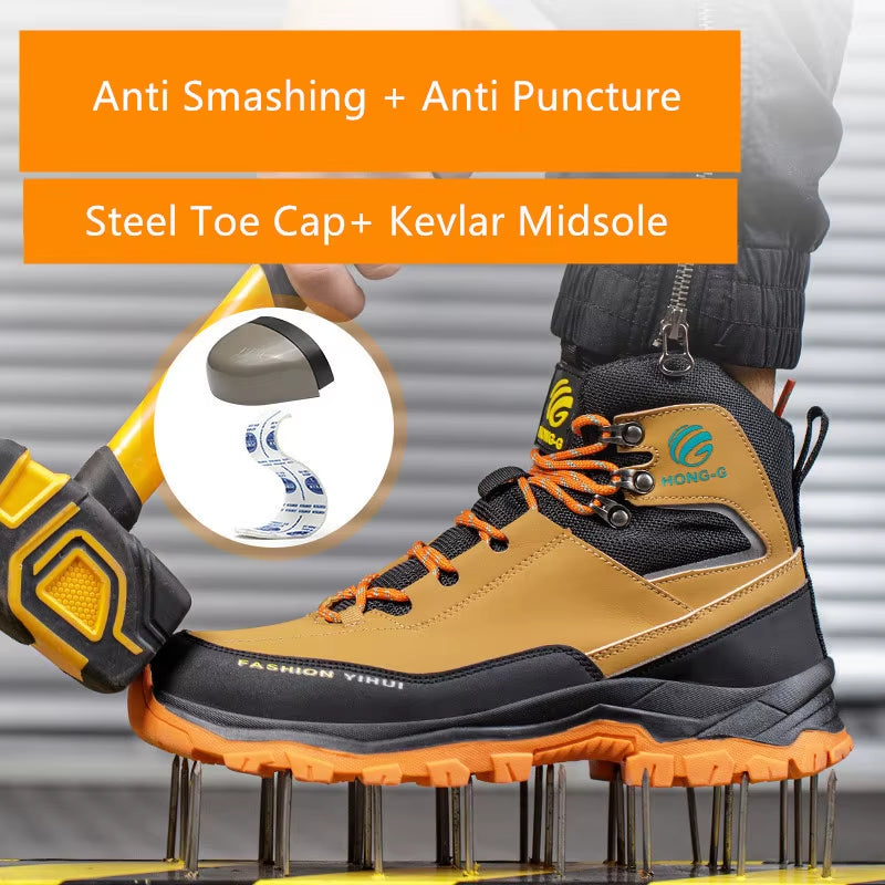 Safety Shoes Man Waterproof Work Safety Sneakers High Top Boots anti Puncture Work Shoes Steel Toe Working Shoes with Protection