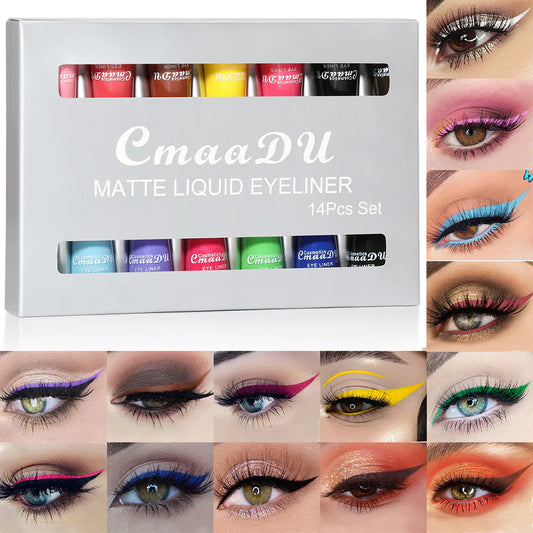 14 Shade Waterproof Eye Liner Kit Vibrant Matte