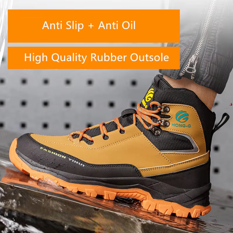 Safety Shoes Man Waterproof Work Safety Sneakers High Top Boots anti Puncture Work Shoes Steel Toe Working Shoes with Protection